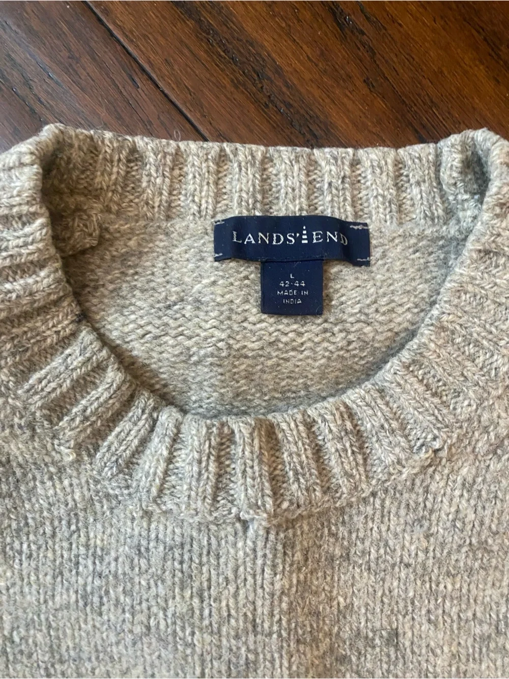 Lands' End Men's Crewneck Sweater in Heather Light Gray